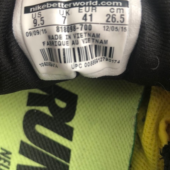 Nike running Lunar Tempo2 yellow and black size 9.5 lace ups side swoosh - Picture 7 of 9